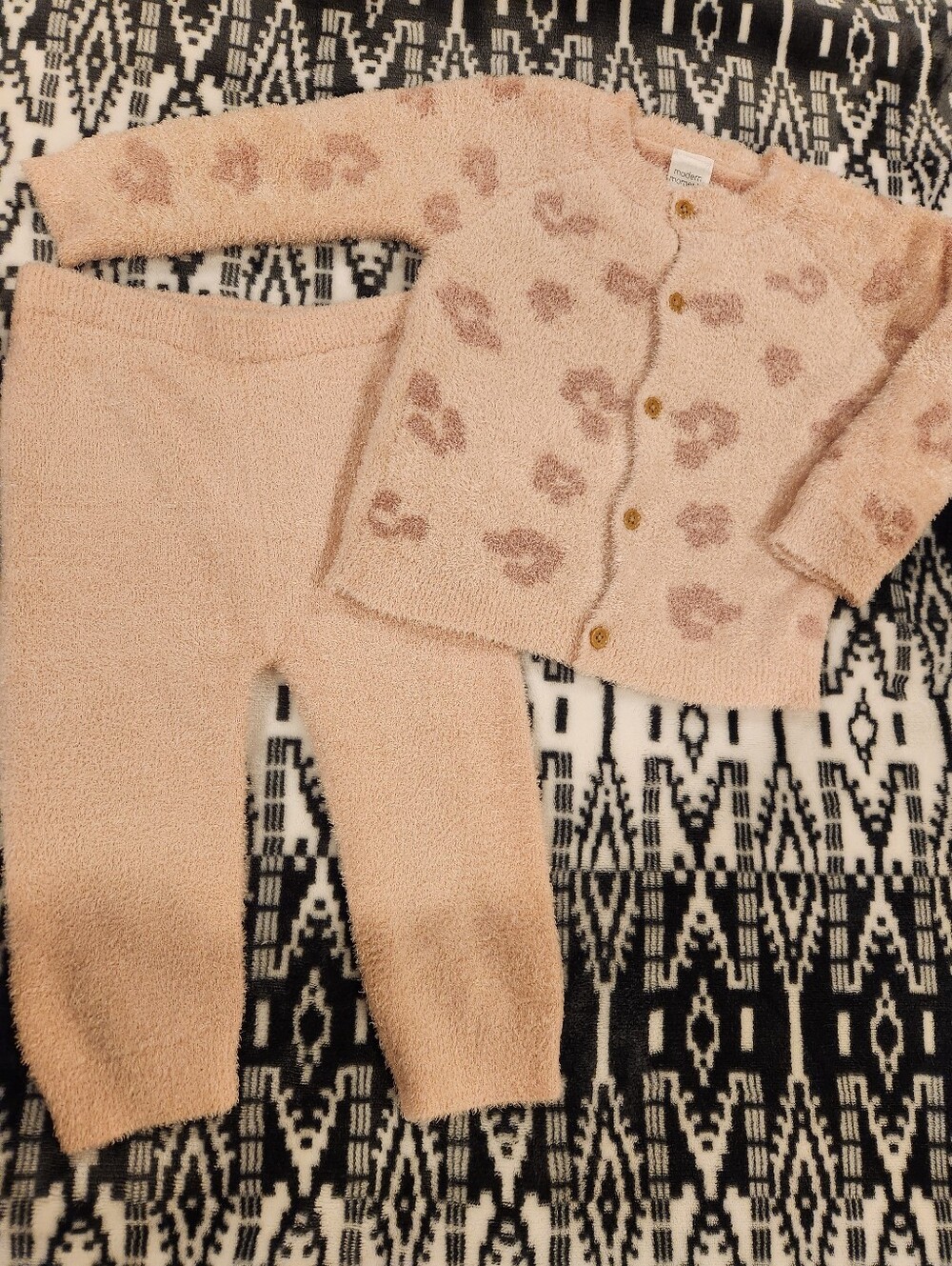 Girl's Cozy Blush Pink Fuzzy Cardigan & Pants Set, Size 18M